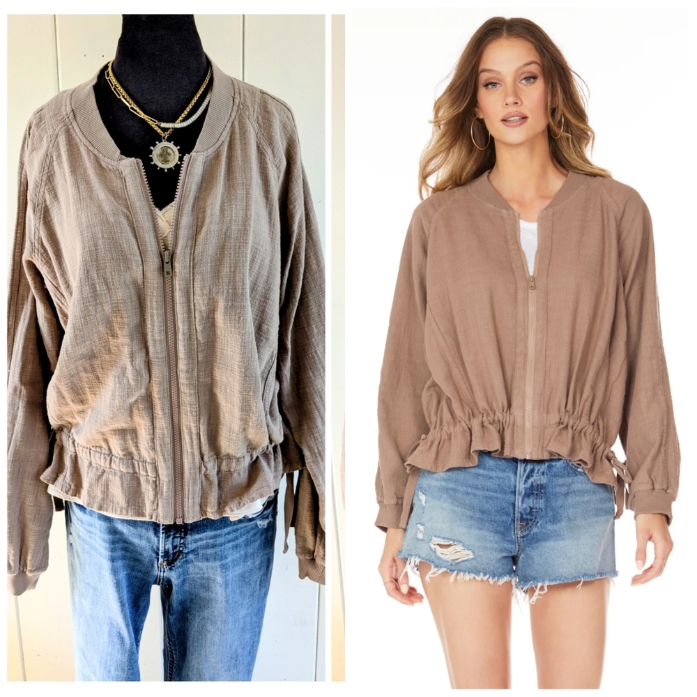 Bobi Los Angeles Linen Bomber Jacket sz M